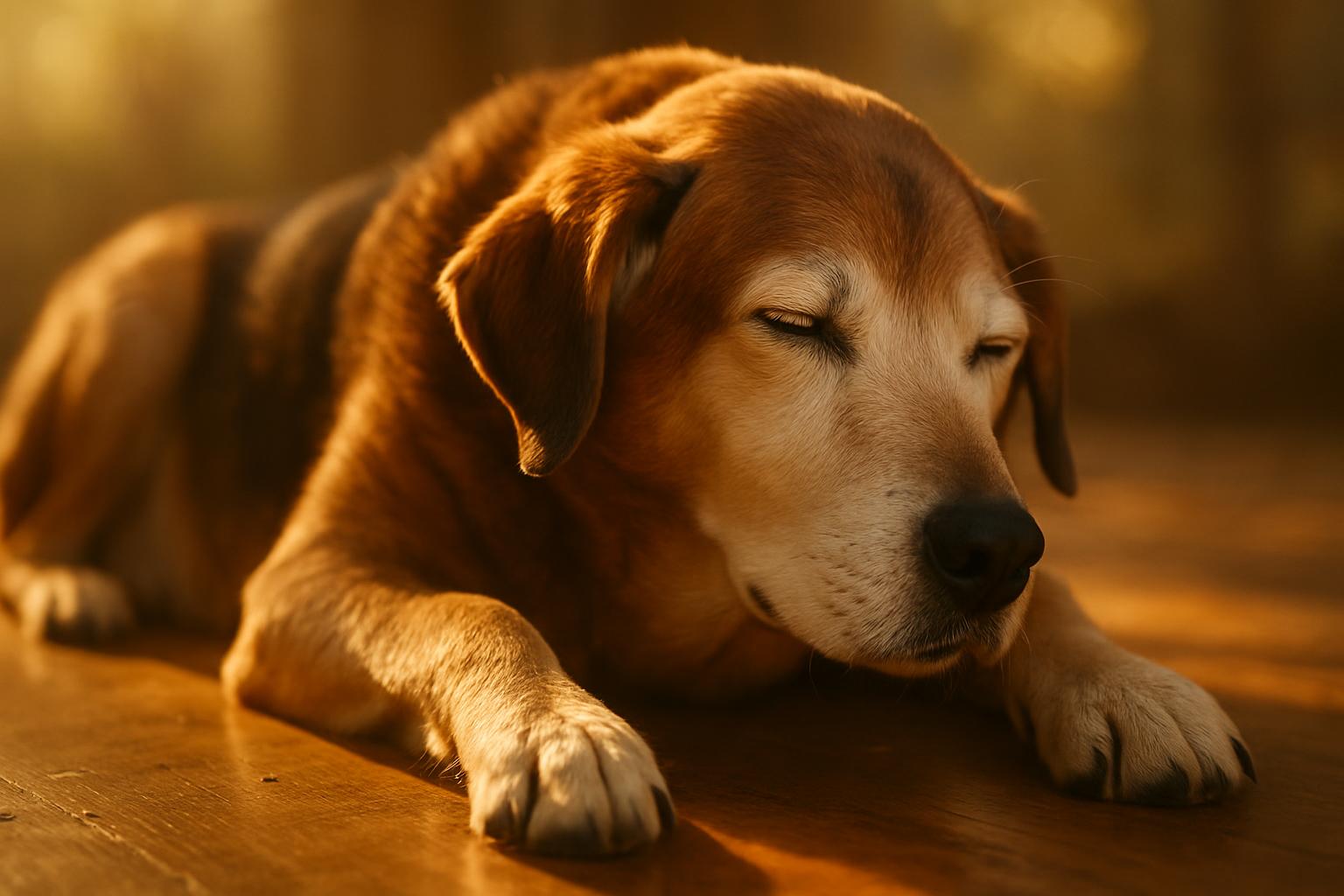 Senior dog resting peacefully with CBD wellness support
